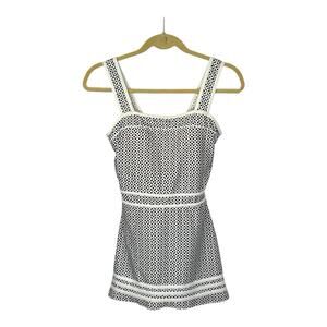 Shore Shapes White Black Print Swimwear Swimdress One Piece‎ Size 8 Modest EUC